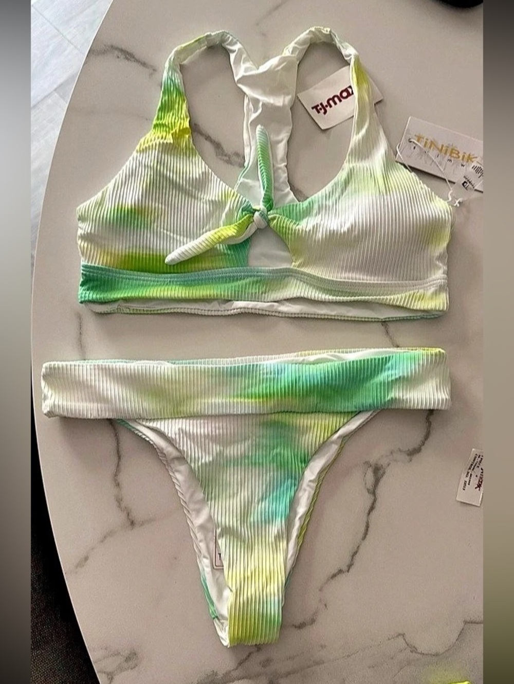 Green & White Tie-Dye Bikini Set NWT